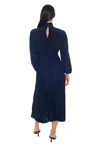 Pleated Dress with Long Sleeves