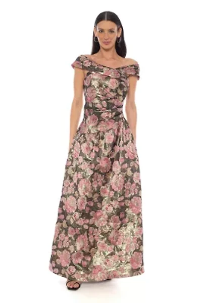 Off Shoulder Brocade Gown