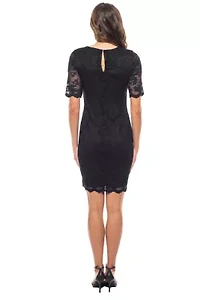 Soutache Elbow Sleeve Midi Dress