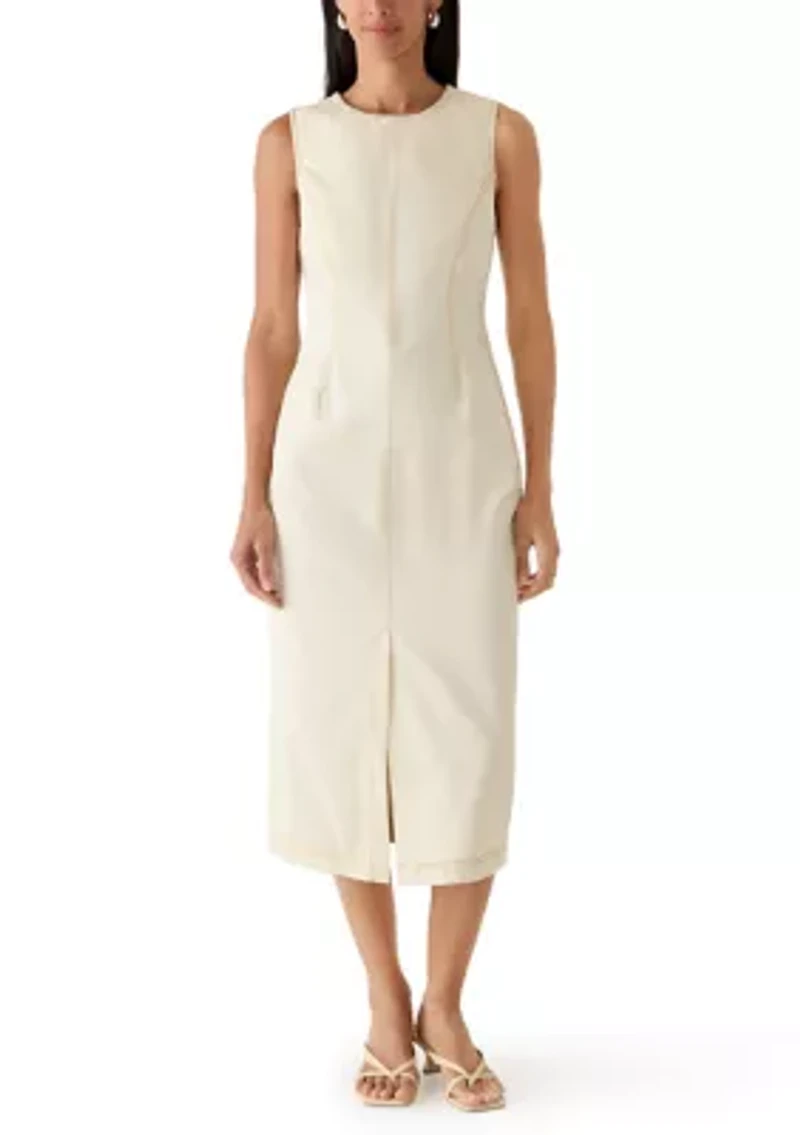 Women's Sleeveless Denim Sheath Midi Dress