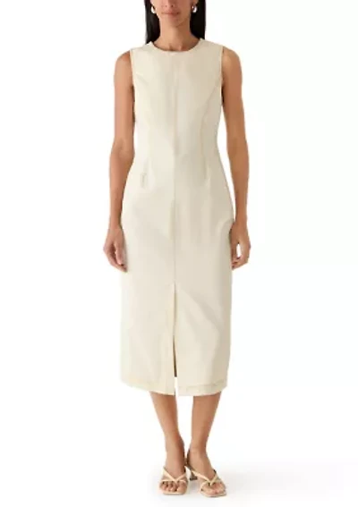 Women's Sleeveless Denim Sheath Midi Dress