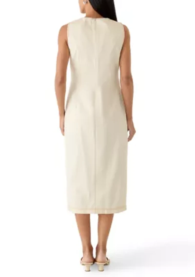 Women's Sleeveless Denim Sheath Midi Dress