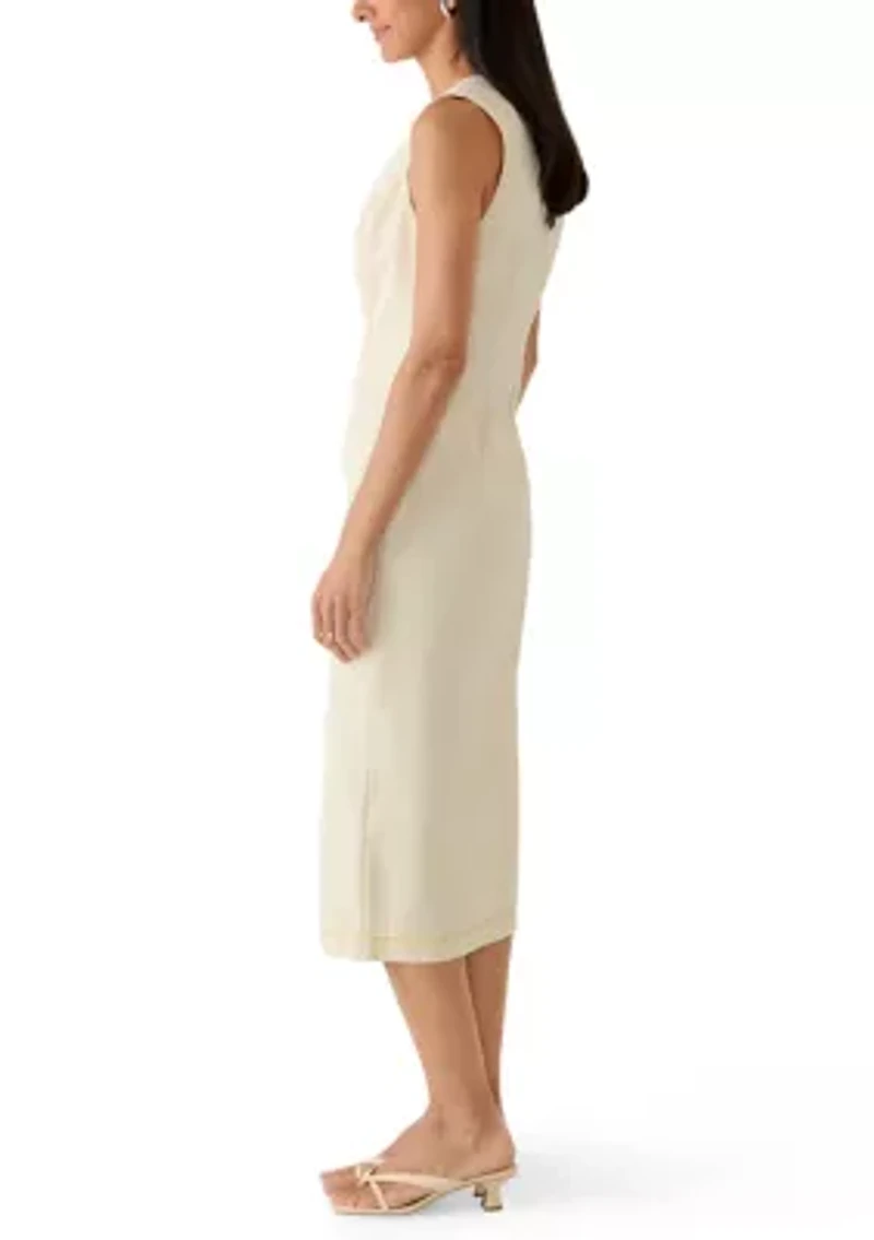 Women's Sleeveless Denim Sheath Midi Dress