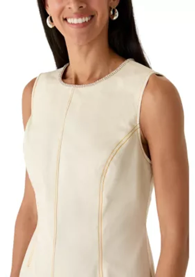 Women's Sleeveless Denim Sheath Midi Dress