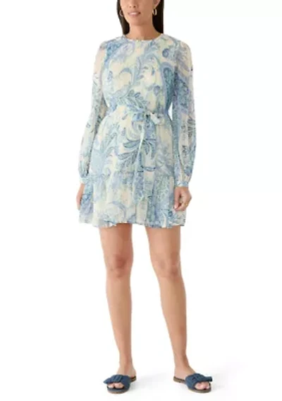 Women's Long Sleeve Printed A-Line Dress