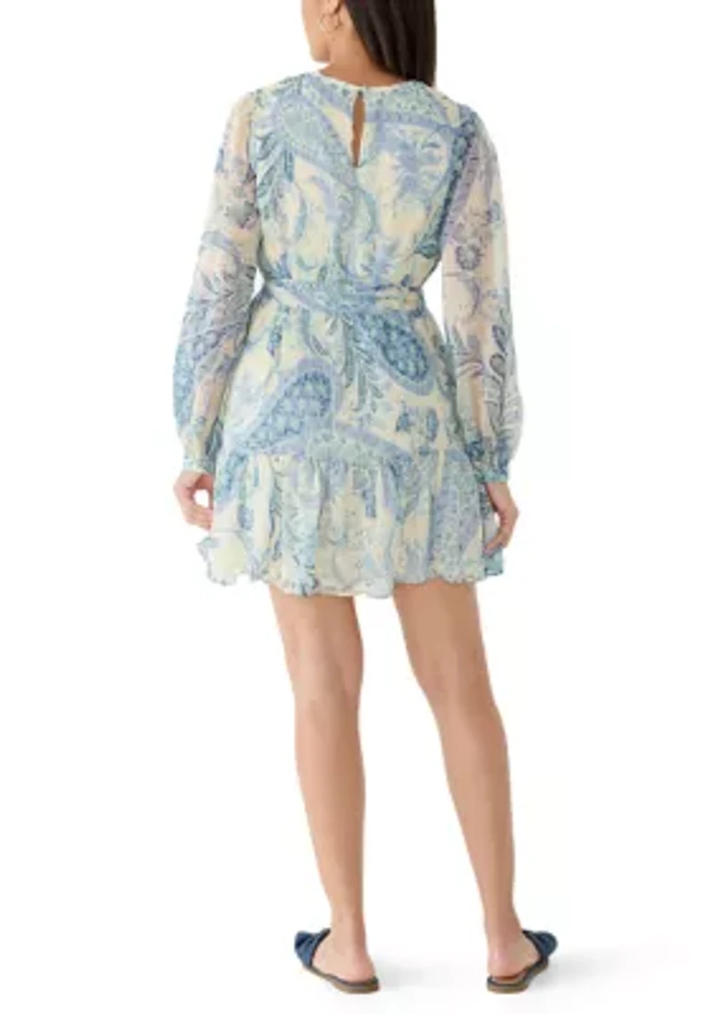 Women's Long Sleeve Printed A-Line Dress