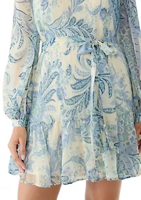 Women's Long Sleeve Printed A-Line Dress