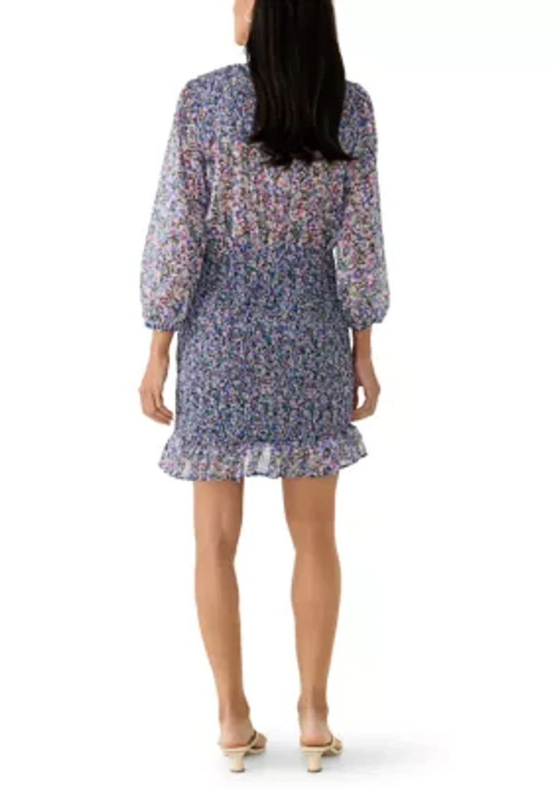 Women's Long Sleeve Printed Chiffon Bodycon Dress