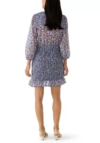 Women's Long Sleeve Printed Chiffon Bodycon Dress