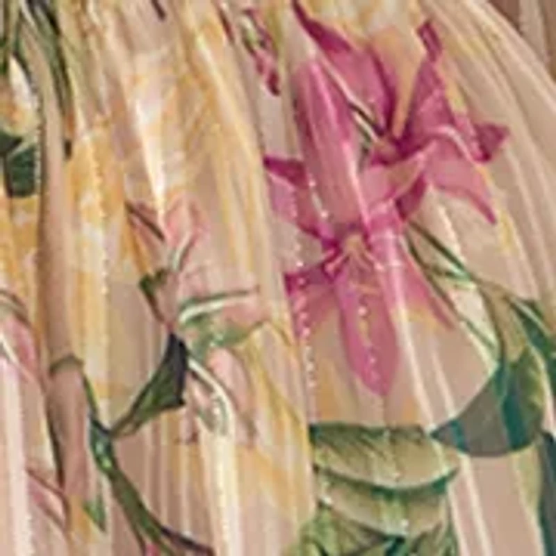 Women's Long Sleeve Printed Chiffon A-Line Dress