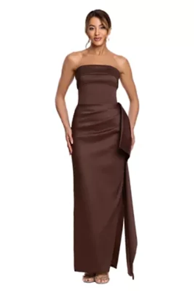Long Strapless Mikado Side Ruffle