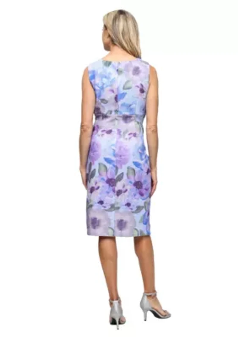 PRINTED GLITTER SHEATH DRESS