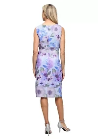 PRINTED GLITTER SHEATH DRESS