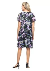 V-NECK PRINTED TIERED DRESS
