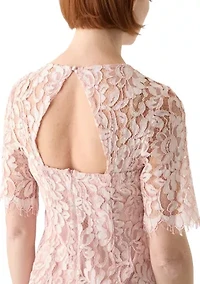 Women's Short Sleeve Crew Neck Lace Sheath Dress