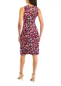 Women's Sleeveless Printed Ruched Sheath Dress