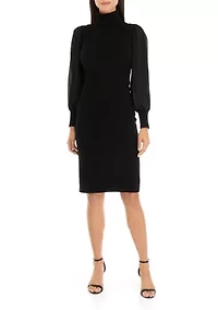 Women's Long Sleeve Turtleneck Shift Dress