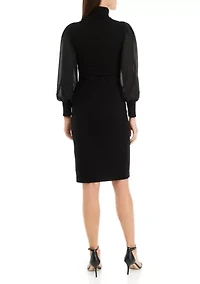 Women's Long Sleeve Turtleneck Shift Dress
