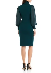 Women's Long Sleeve Turtleneck Shift Dress