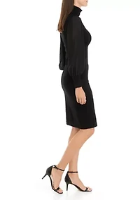 Women's Long Sleeve Turtleneck Shift Dress