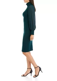 Women's Long Sleeve Turtleneck Shift Dress