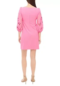 Women's Crepe Shift Embroidered Dress