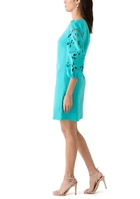 Women's Crepe Shift Embroidered Dress