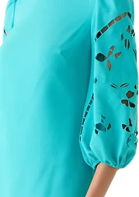 Women's Crepe Shift Embroidered Dress