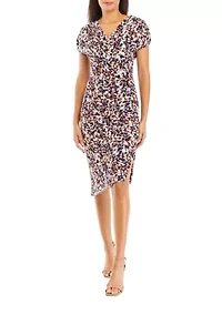 Women's V-Neck Printed Sheath Dress