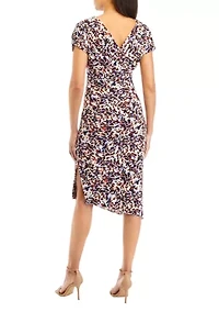 Women's V-Neck Printed Sheath Dress