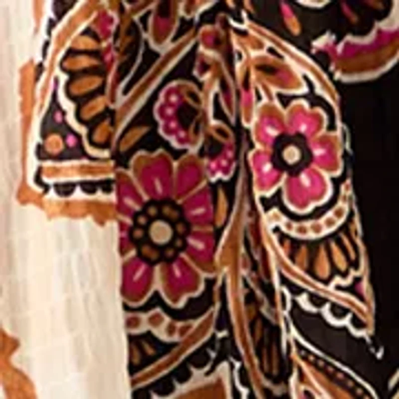 Women's Square Neck Paisley Print Midi Dress