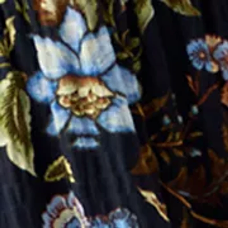 Women's Square Neck Floral Print Midi Dress