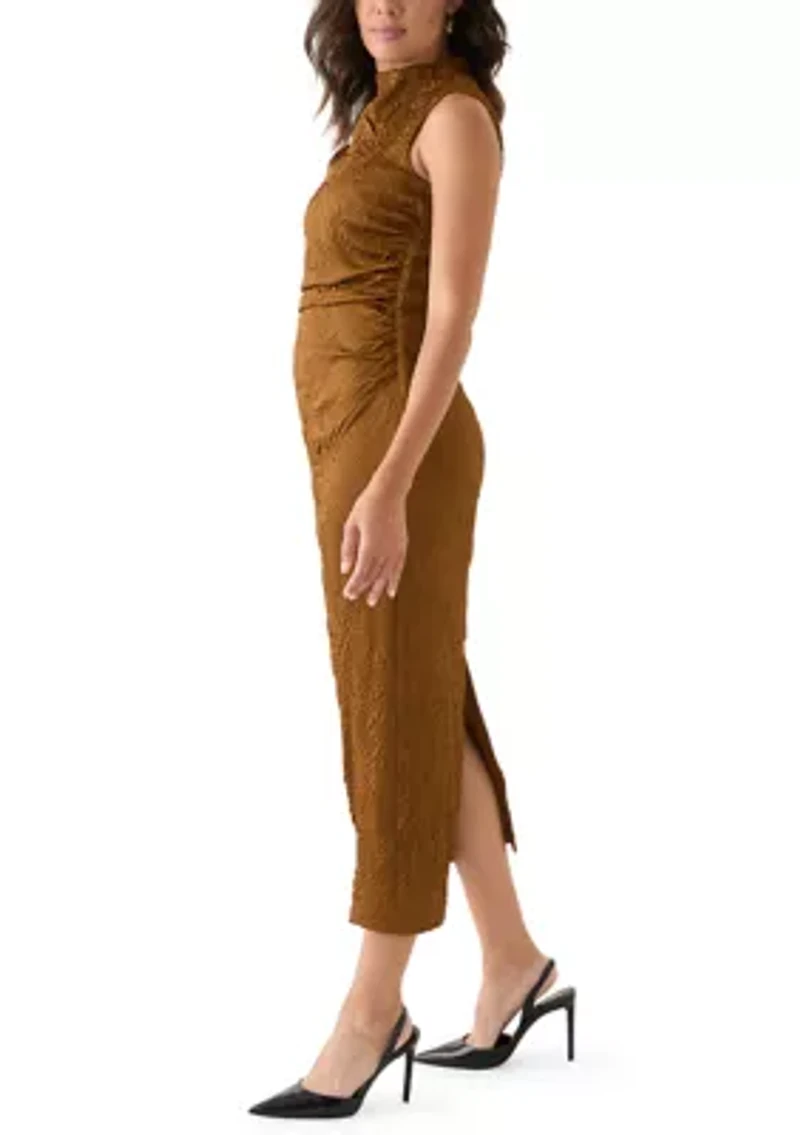 Women's Sleeveless Cowl Neck Maxi Sheath Dress