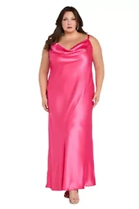 Long Satin Cowl Dress