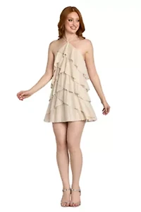 Short Glitter Tiered Dress