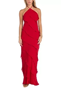 Sleeveless Halter Neck Gown