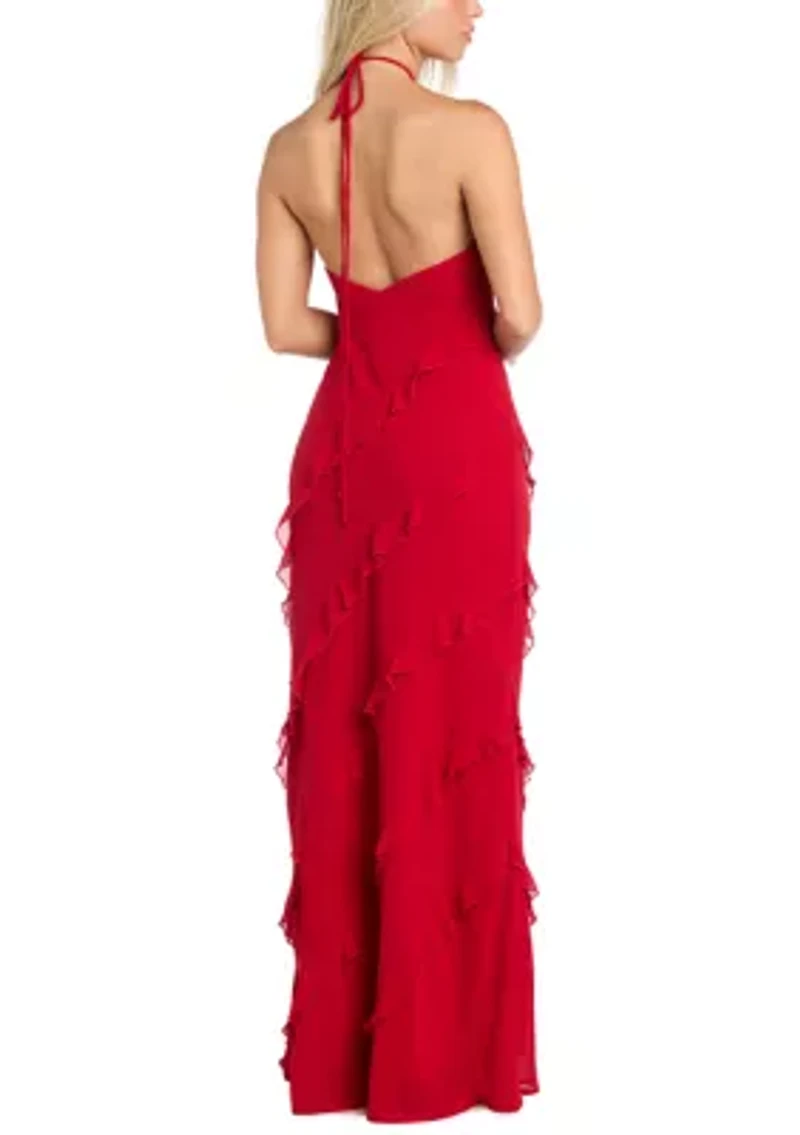 Sleeveless Halter Neck Gown