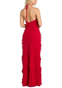 Sleeveless Halter Neck Gown