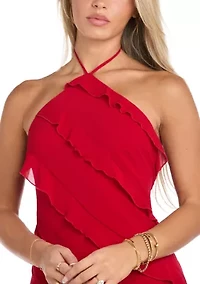 Sleeveless Halter Neck Gown