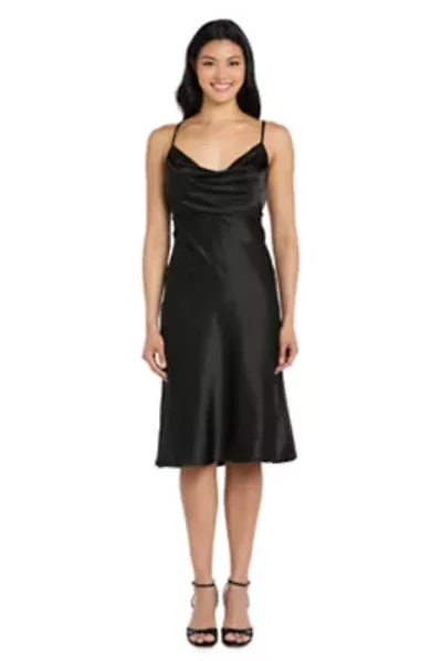 Satin Cowl Midi Dress