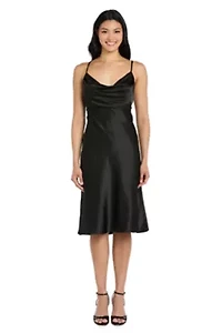 Satin Cowl Midi Dress
