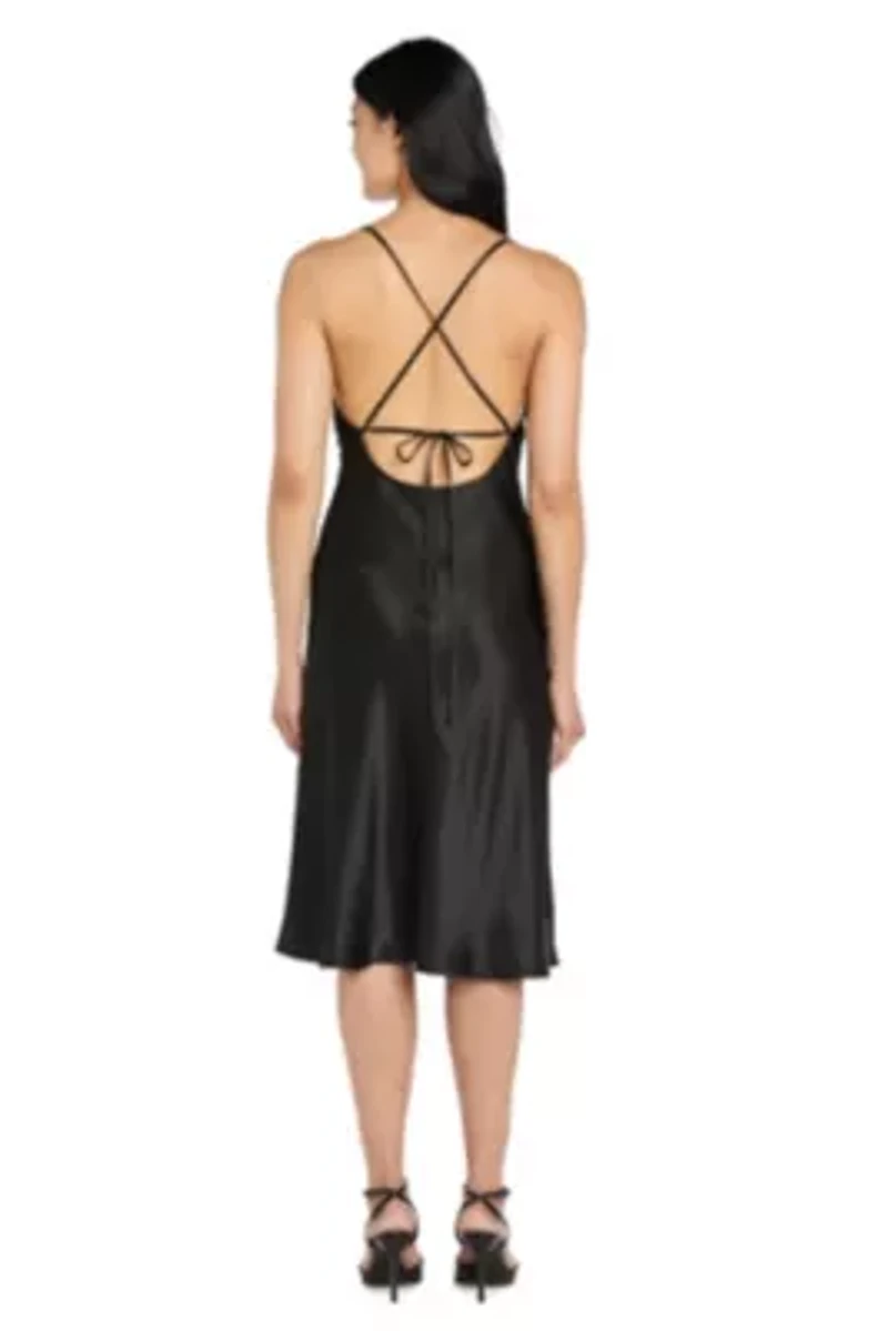Satin Cowl Midi Dress