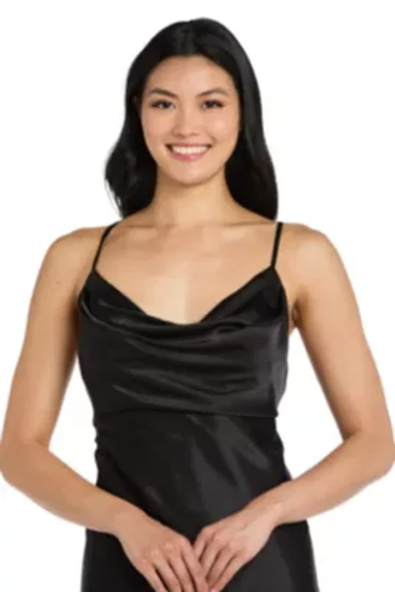 Satin Cowl Midi Dress