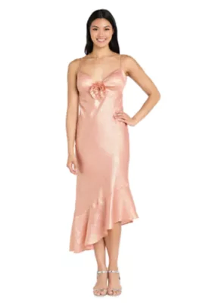 Midi Satin Ruffle Dress