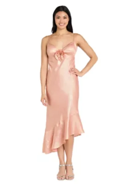 Midi Satin Ruffle Dress