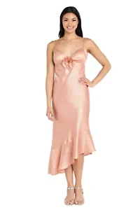 Midi Satin Ruffle Dress