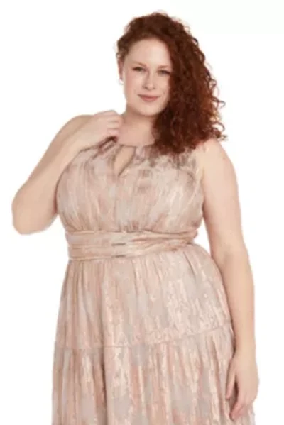 1Pc Foil Print Pleated Mesh Tiered Halter Dress