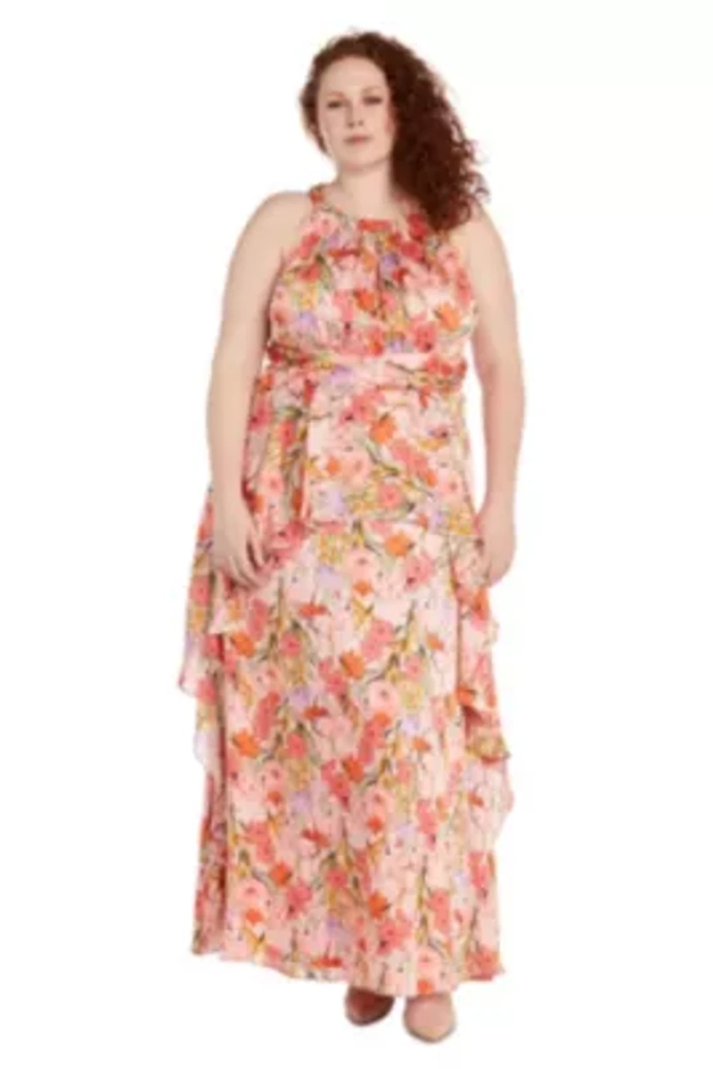 Womens 1Pc Printed Chiffon Ruffle Halter Dress