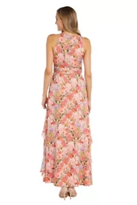 Missy 1Pc Printed Chiffon Ruffle Halter Dress