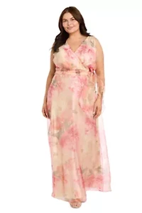 Long Printed Organza Dress